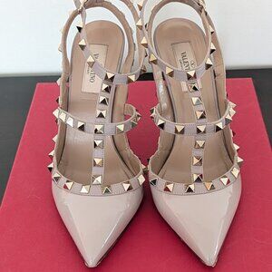 VALENTINO Garavani Rockstud Caged Pump 100mm - Poudre Patent - 38